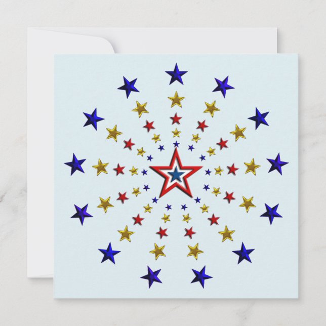 Pattern of Patriotic Stars Party Invitation (Front)