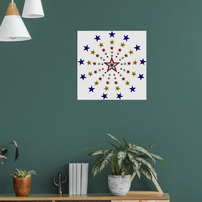 Pattern of Patriotic Stars Poster (Living Room 1)