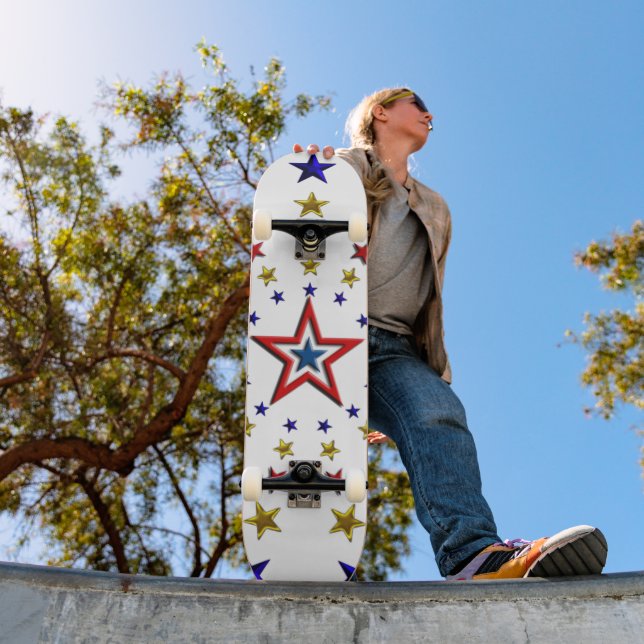 Pattern of Patriotic Stars Skateboard (Outdoor 1)