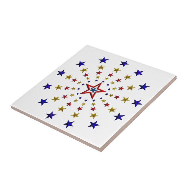 Pattern of Patriotic Stars Tile (Side)
