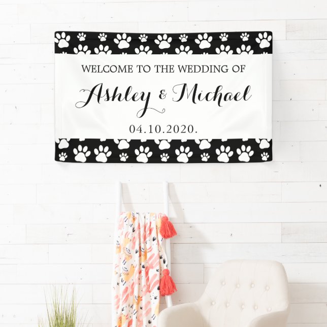 Pattern Of Paws, Black and White, Wedding Banner (Insitu)