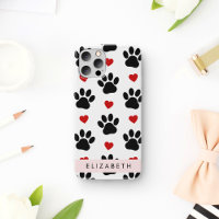 Pattern Of Paws, Black Paws, Red Hearts, Your Name