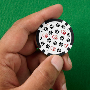 Pattern Of Paws, Black Paws, Red Paws, Hearts Poker Chips
