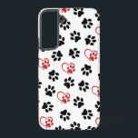 Pattern Of Paws, Black Paws, Red Paws, Hearts Samsung Galaxy Case<br><div class="desc">Cute,  fun and adorable pattern with paws and hearts. Modern and trendy gift,  perfect for the dog lover in your life.</div>