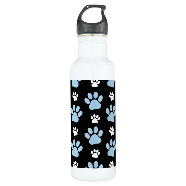 Pattern Of Paws, Blue Paws, Dog Paws, Animal Paws 710 Ml Water Bottle (Front)