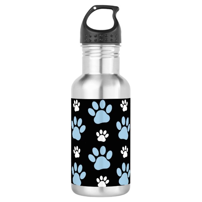 Pattern Of Paws, Blue Paws, Dog Paws, Animal Paws 710 Ml Water Bottle (Front)