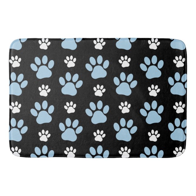 Pattern Of Paws, Blue Paws, Dog Paws, Animal Paws Bath Mat (Front)