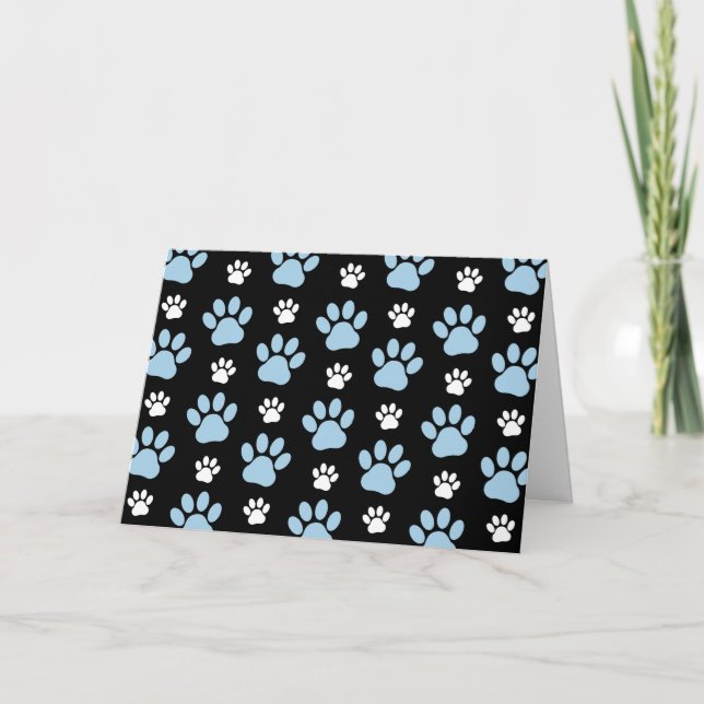 Pattern Of Paws, Blue Paws, Dog Paws, Animal Paws Card (Front)