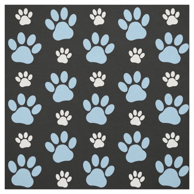 Pattern Of Paws, Blue Paws, Dog Paws, Animal Paws Fabric (Swatch)