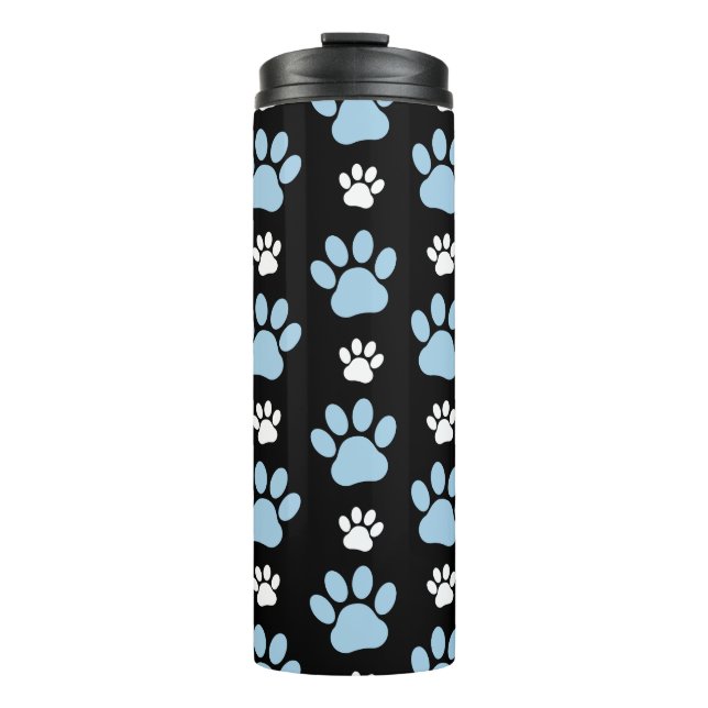 Pattern Of Paws, Blue Paws, Dog Paws, Animal Paws Thermal Tumbler (Front)