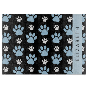 Pattern Of Paws, Blue Paws, Dog Paws, Your Name Cutting Board