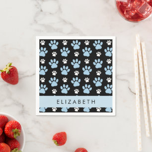 Pattern Of Paws, Blue Paws, Dog Paws, Your Name Napkin