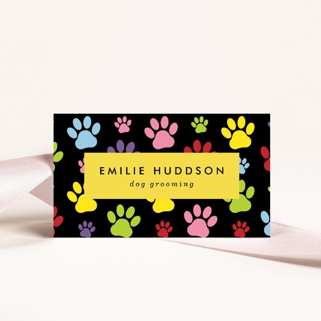 Pattern Of Paws, Dog Groomer, Dog Walker, Pet Shop Business Card (Creator Uploaded)