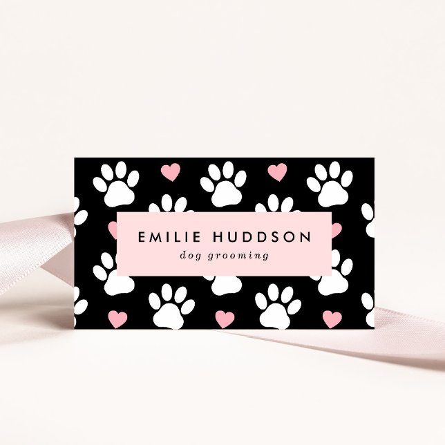 Pattern Of Paws, Dog Groomer, Dog Walker, Pet Shop Business Card (Creator Uploaded)