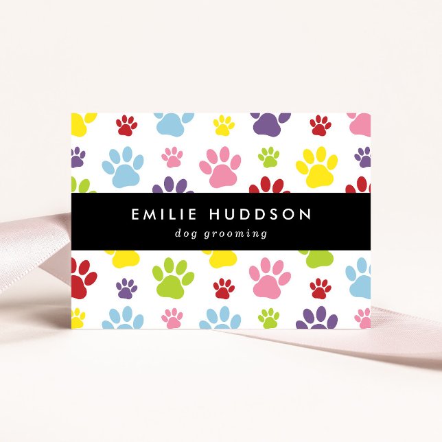 Pattern Of Paws, Dog Groomer, Dog Walker, Pet Shop Business Card (Creator Uploaded)