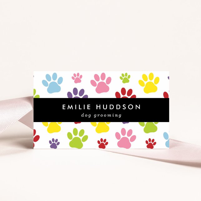 Pattern Of Paws, Dog Groomer, Dog Walker, Pet Shop Business Card (Creator Uploaded)