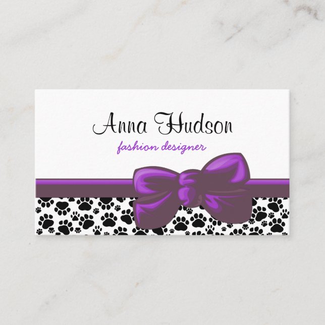 Pattern Of Paws, Dog Groomer, Dog Walker, Pet Shop Business Card (Front)