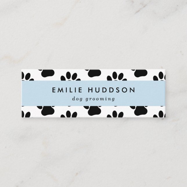 Pattern Of Paws, Dog Groomer, Dog Walker, Pet Shop Mini Business Card (Front)
