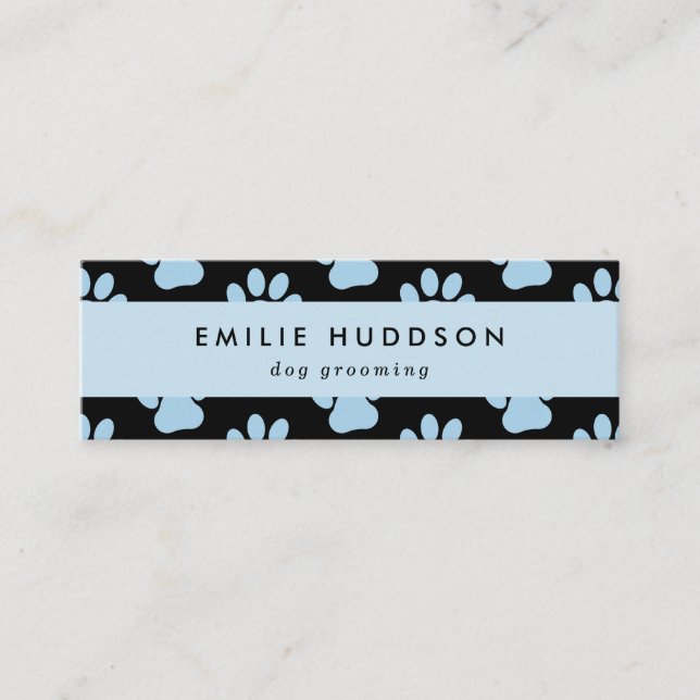 Pattern Of Paws, Dog Groomer, Dog Walker, Pet Shop Mini Business Card (Front)
