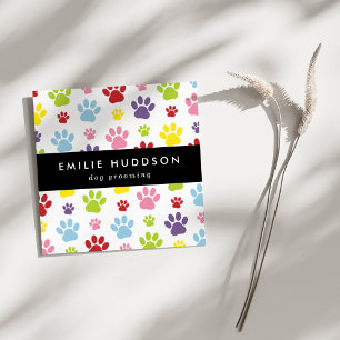 Pattern Of Paws, Dog Groomer, Dog Walker, Pet Shop Square Business Card