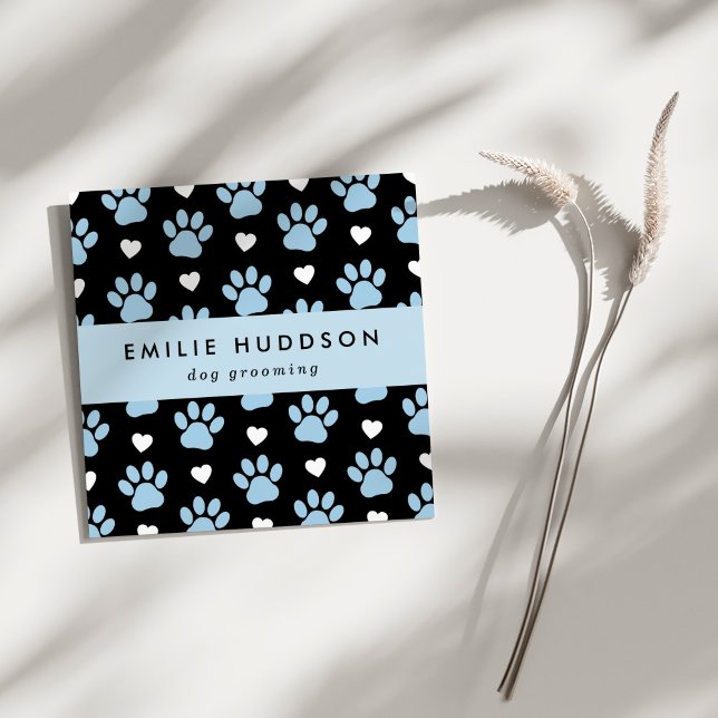 Pattern Of Paws, Dog Groomer, Dog Walker, Pet Shop Square Business Card (Creator Uploaded)