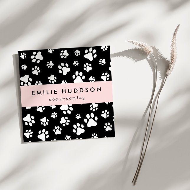 Pattern Of Paws, Dog Groomer, Dog Walker, Pet Shop Square Business Card (Creator Uploaded)