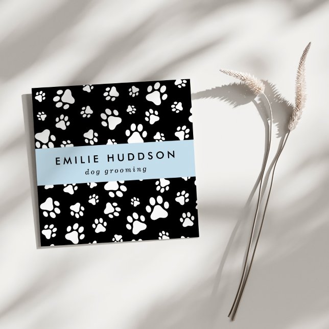 Pattern Of Paws, Dog Groomer, Dog Walker, Pet Shop Square Business Card (Creator Uploaded)