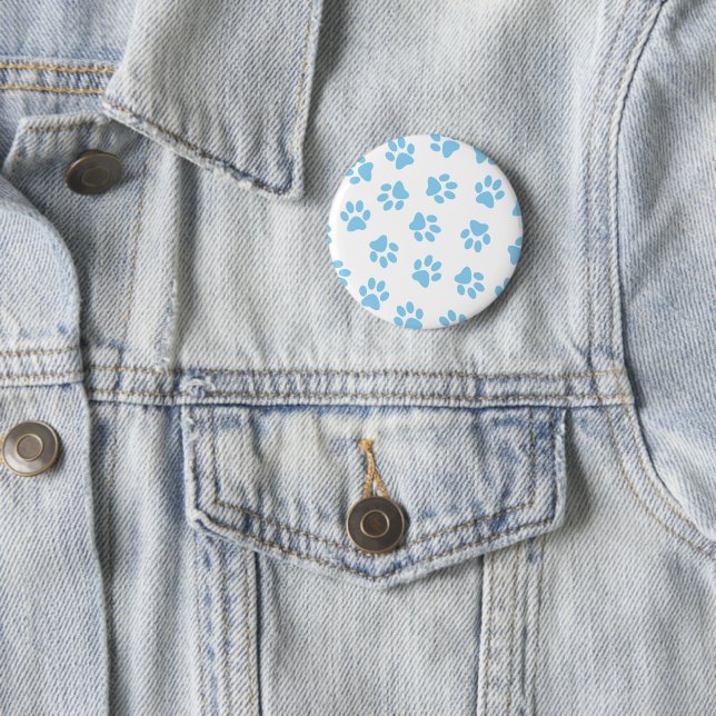 Pattern Of Paws, Dog Paws, Baby Blue Paws 6 Cm Round Badge (In Situ)