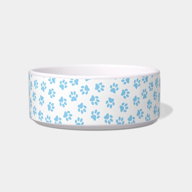 Pattern Of Paws, Dog Paws, Baby Blue Paws Bowl (Front)