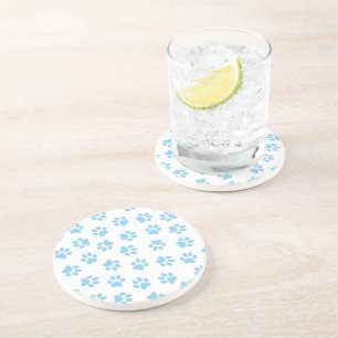 Pattern Of Paws, Dog Paws, Baby Blue Paws Coaster