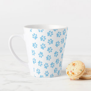 Pattern Of Paws, Dog Paws, Baby Blue Paws Latte Mug