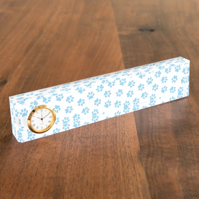 Pattern Of Paws, Dog Paws, Baby Blue Paws Nameplate (Side)