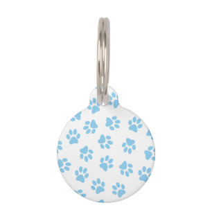 Pattern Of Paws, Dog Paws, Baby Blue Paws Pet Tag