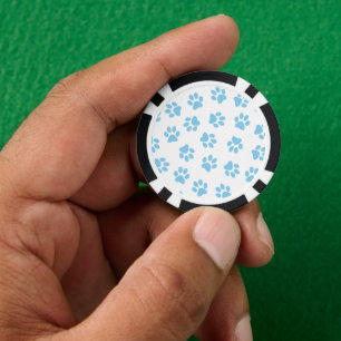 Pattern Of Paws, Dog Paws, Baby Blue Paws Poker Chips