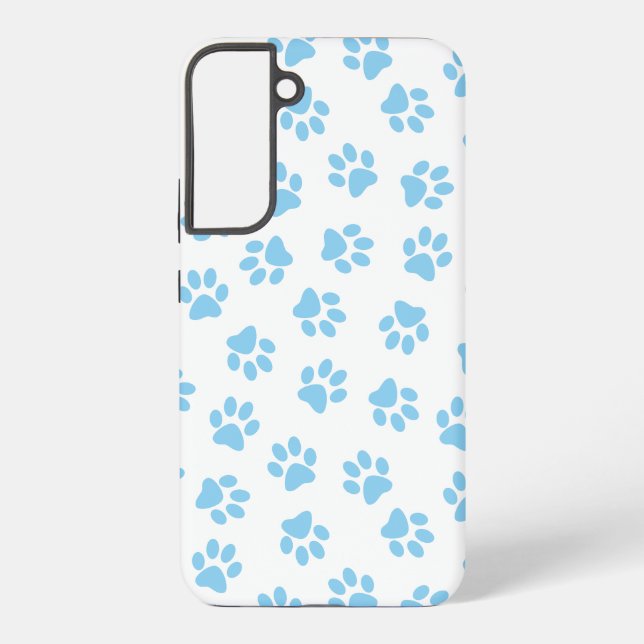Pattern Of Paws, Dog Paws, Baby Blue Paws Samsung Galaxy S22+ Case (Back)