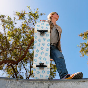 Pattern Of Paws, Dog Paws, Baby Blue Paws Skateboard