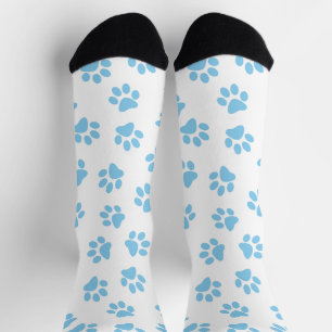 Pattern Of Paws, Dog Paws, Baby Blue Paws Socks