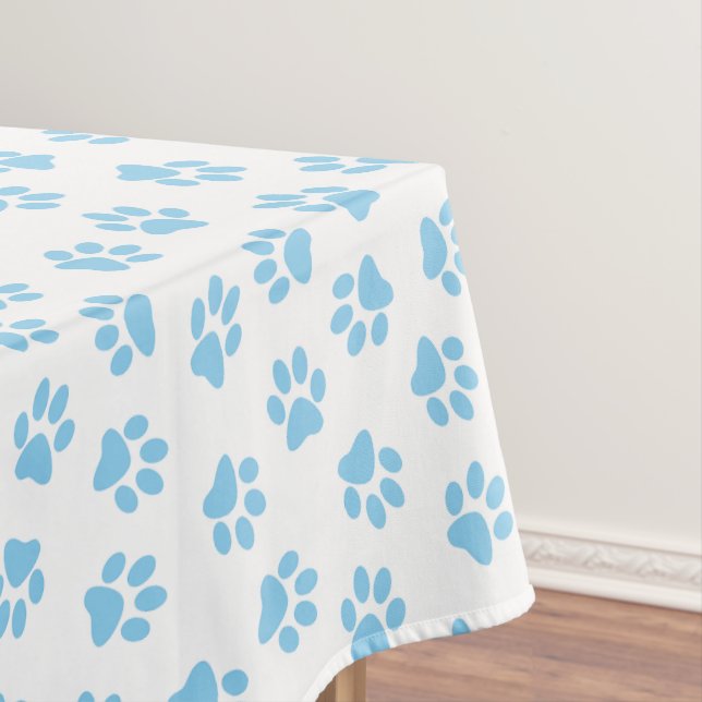 Pattern Of Paws, Dog Paws, Baby Blue Paws Tablecloth (In Situ)