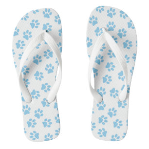 Pattern Of Paws, Dog Paws, Baby Blue Paws Thongs