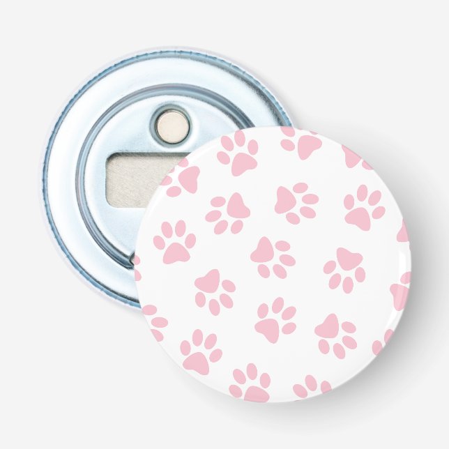 Pattern Of Paws, Dog Paws, Baby Pink Paws Bottle Opener (Front)