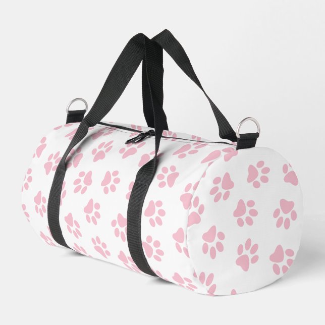 Pattern Of Paws, Dog Paws, Baby Pink Paws Duffle Bag (Left Corner)