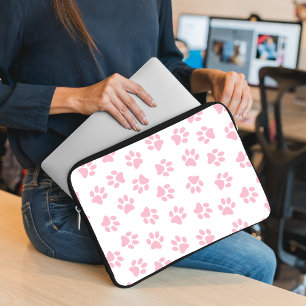 Pattern Of Paws, Dog Paws, Baby Pink Paws Laptop Sleeve