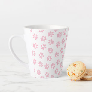 Pattern Of Paws, Dog Paws, Baby Pink Paws Latte Mug