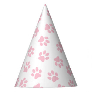Pattern Of Paws, Dog Paws, Baby Pink Paws Party Hat