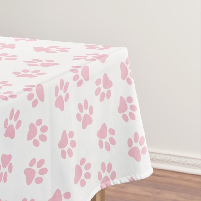 Pattern Of Paws, Dog Paws, Baby Pink Paws Tablecloth (In Situ)