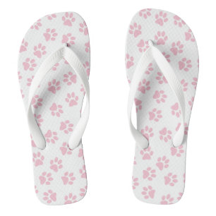 Pattern Of Paws, Dog Paws, Baby Pink Paws Thongs