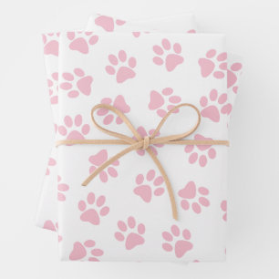 Pattern Of Paws, Dog Paws, Baby Pink Paws Wrapping Paper Sheet