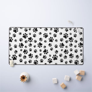 Pattern Of Paws, Dog Paws, Black and White Desk Mat