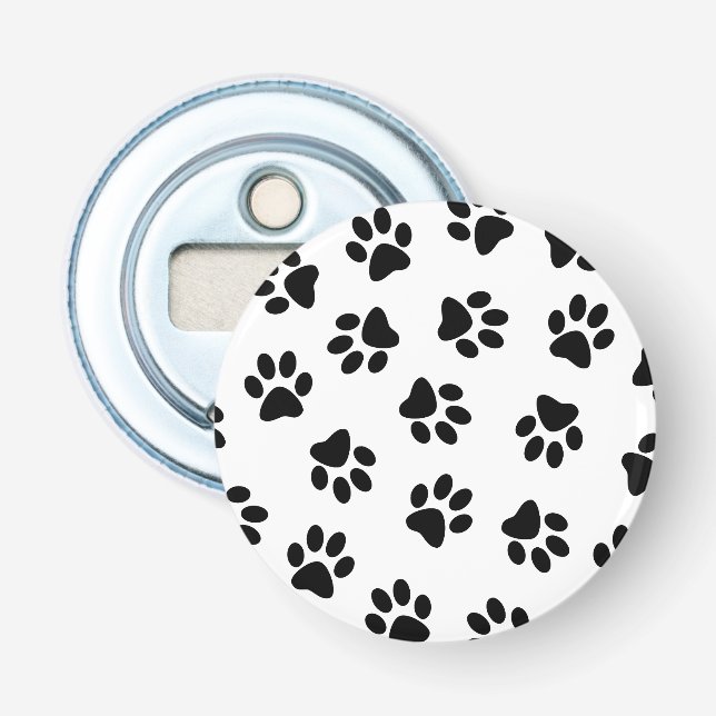Pattern Of Paws, Dog Paws, Black Paws Bottle Opener (Front)