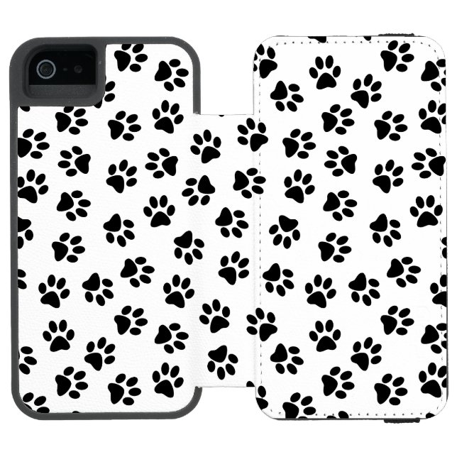 Pattern Of Paws, Dog Paws, Black Paws Incipio iPhone Wallet Case (Folio Open)